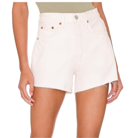 RE/DONE Originals Cutoff Ultra High Rise White Denim The Short Jean Shorts 28 - Picture 1 of 14